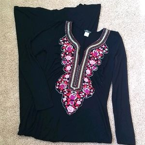 Stunning Embroidered Long Sleeve Maxi Dress